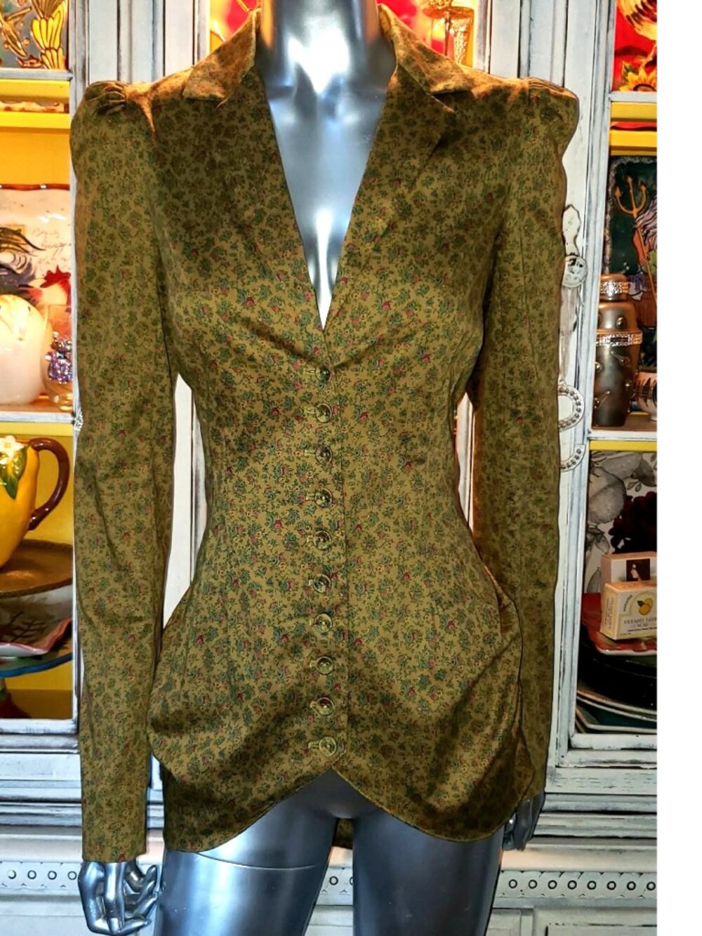 $SOLD$ Betsey Johnson Vintage Jacket Corset Bustle Victorian Steampunk Coat Top - Picture 2 of 13